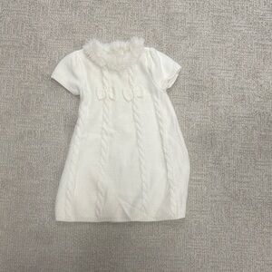 Gymboree Cream Knit Dress with Faux Fur Collar
